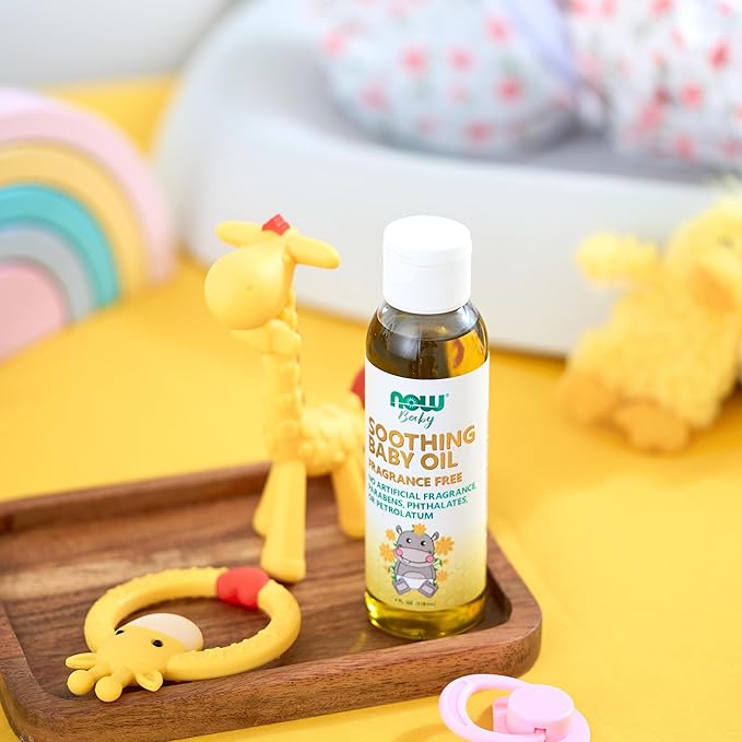 NOW Baby, Soothing Baby Oil, Fragrance Free, No Artificial Fragrance, Parabens, Phthalates, or Petrolatum, 4-Ounce