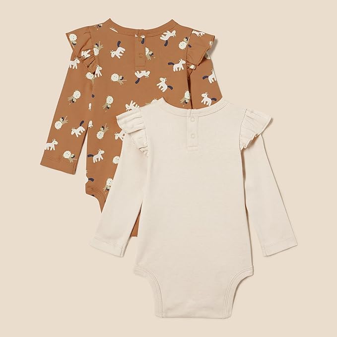 Amazon Essentials baby-girls Long-Sleeved Ruffle Bodysuits