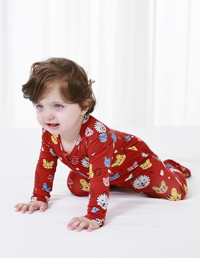 Baby Footie Romper Pajamas Unisex Newborn Infant Pjs Soft Rompers Viscose from Bamboo Sleepwear