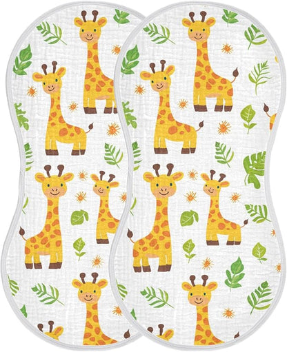 vvfelixl Baby Burp Cloths Cute Baby Giraffes Baby Newborn Cotton Burping Cloths Set Baby Washcloths 4 Pack
