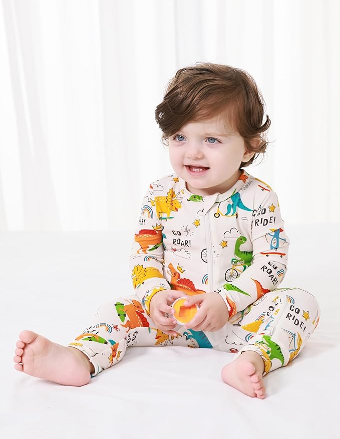 Baby Zippered Rompers Newborn Pajamas Sleepers Long Sleeve Jumpsuits Infant Zipper Romper-Viscose from Bamboo