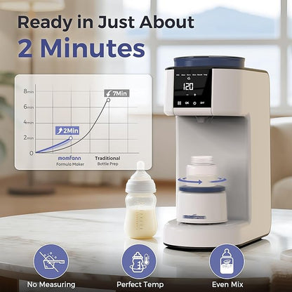 Automatic Baby Formula Maker – Fast Formula Dispenser for Instantly Mixing Warm Bottles with Precise Powder & Water Ratio, 3 Temp Settings, One-Touch Clean, Fits Most Bottles & Formula Brands