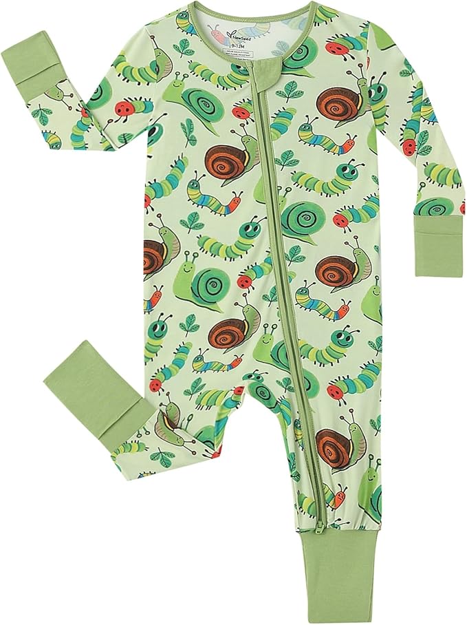 Unisex Infant Neutral Zipped Footies, Viscose from Bamboo 2-Way Zipper Romper Outfit, 0-24 Months One-piece Jumpsuit