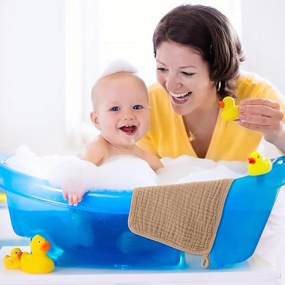 Tallew 8 Pack Baby Bibs and Muslin Burps for Baby Boy Girl Drooling and Teething 20" x 10" Burp Cloths Absorbent Rag Soft Cotton Bibs for Newborn Toddler Infant 0-24 Month Essentials(Brown Series)