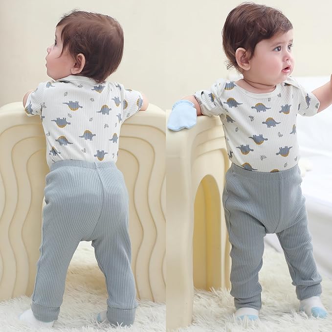 Baby Bodysuit and Pant Set 6-pcs Ribbed Soft Infant Boy Girl Clothes Outfits