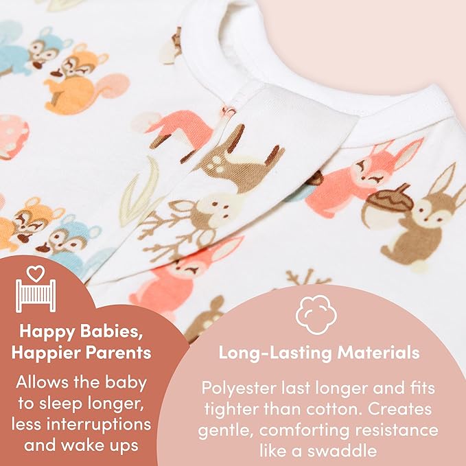 SleepingBaby Zipadee-Zip Transition Swaddle (Woodlands, Medium for 6-12 Months) and Snuggle Strap (Grey, One Size) - Wearable Baby Blanket and Accessory for Easy Diaper Changes - Polyester, Spandex