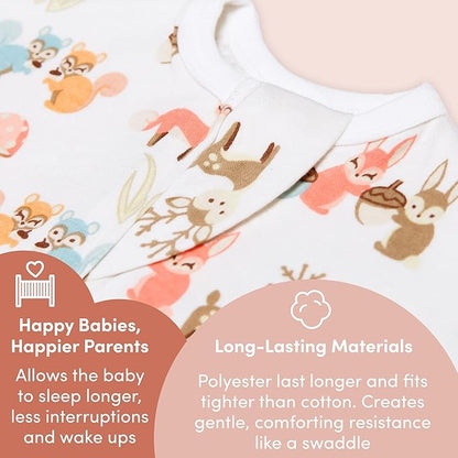 SleepingBaby Zipadee-Zip Transition Swaddle (Woodlands, Medium for 6-12 Months) and Snuggle Strap (Grey, One Size) - Wearable Baby Blanket and Accessory for Easy Diaper Changes - Polyester, Spandex