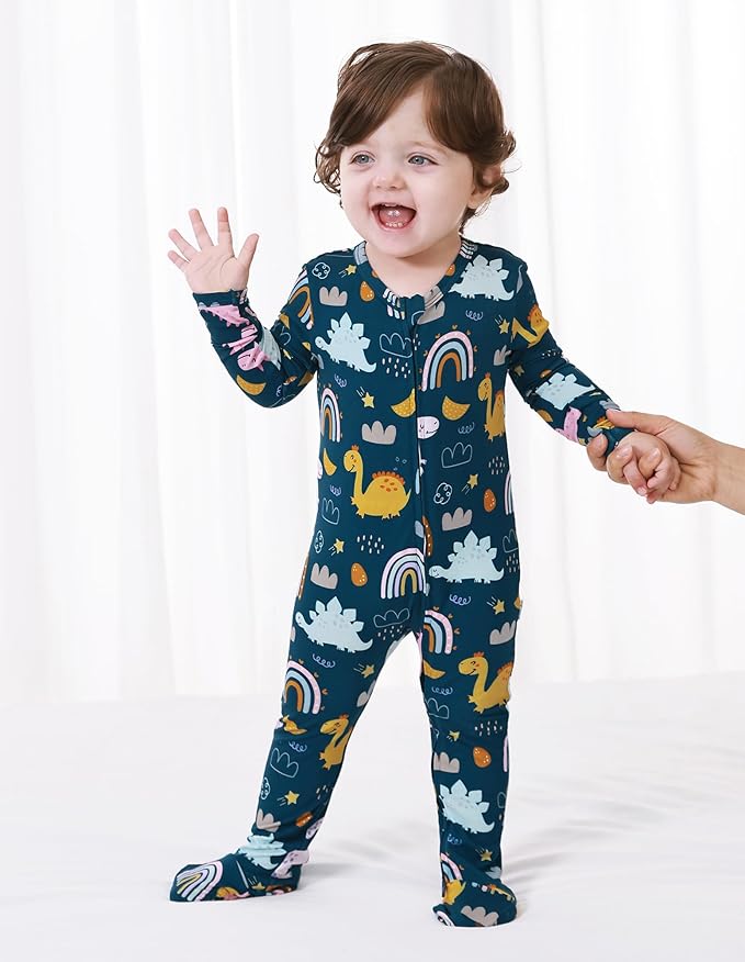 Baby Footie Romper Pajamas Unisex Newborn Infant Pjs Soft Rompers Viscose from Bamboo Sleepwear