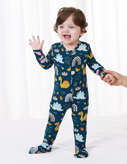 Baby Footie Romper Pajamas Unisex Newborn Infant Pjs Soft Rompers Viscose from Bamboo Sleepwear