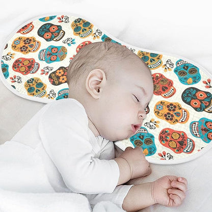 vvfelixl Muslin Burp Cloths Colored Sugar Skull Baby Washcloths for Baby Girl Boys 2 Pack Beige