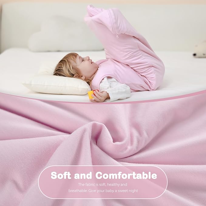 Mosebears Unisex Rayon Made from Bamboo Sleep Sack with 2-Way Zipper,2.5 Tog Baby Winter Sleep Sack (Blush,18-36 Months)