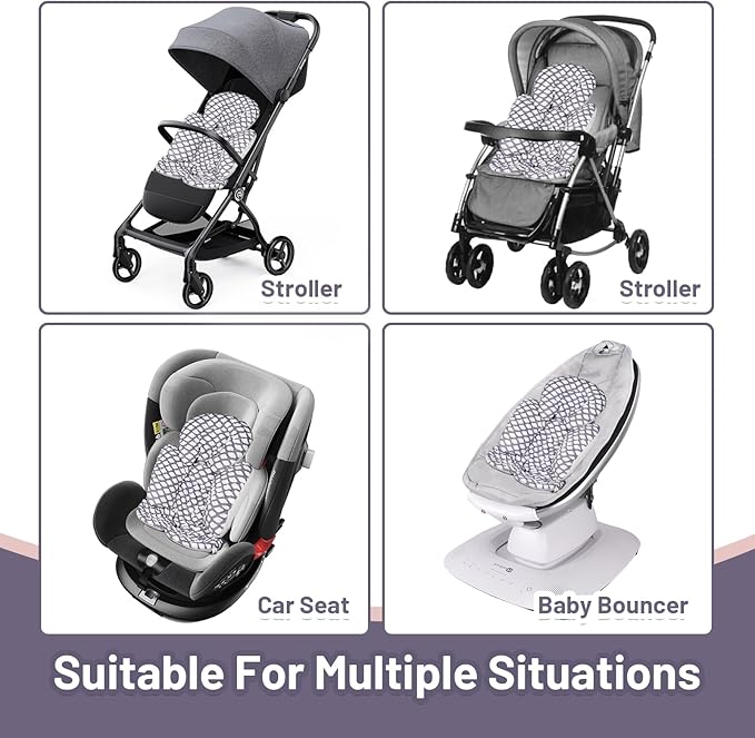 KAKIBLIN Infant Car Seat Insert, Baby Carseat Head & Body Support for Newborn, 2-in-1 Reversible Baby Car Seat Cushion, Soft Stroller Cushion Insert for Car Seats, Bouncer, Strollers, Swing (Cloud)