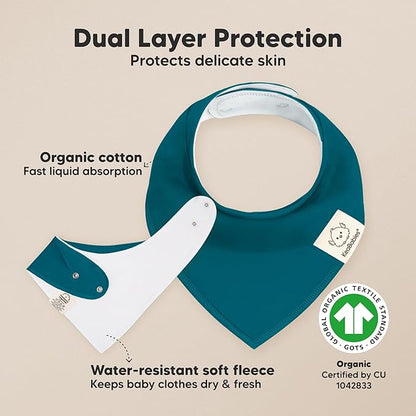 KeaBabies 8-Pack Organic Baby Bandana Bibs for Boys, Girls - Super Absorbent Triangle Baby Bibs for Drooling and Teething Infant, 100% Cotton Extra Soft for Newborn, Infant 0-36 Months (Eclipse)