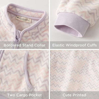 DAVE&BELLA Toddler Printed Polar Fleece Jacket, Zip Up Lightweight Outerwear for Kids Boys Girls Fall Spring Coat 2-9 Years