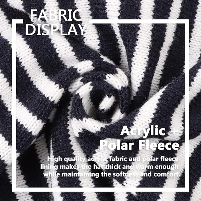 JANGANNSA Knitted Baby Hat Scarf Set Winter Warm Boys Girls Beanie Fleece Lining Toddler Kids Hats with Pompom