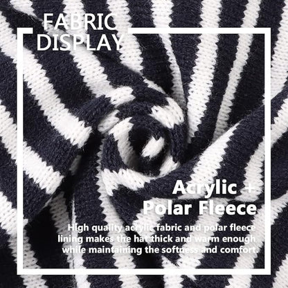 JANGANNSA Knitted Baby Hat Scarf Set Winter Warm Boys Girls Beanie Fleece Lining Toddler Kids Hats with Pompom