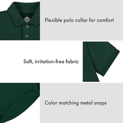 Creative Knitwear College Baby Polo Bodysuit Solid - Team Logo, Multiple Colors, for Boys & Girls (0-12 Months)