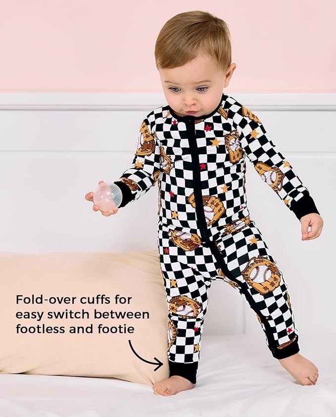 Bamboo Viscose Baby Convertible Footie Pajama, Zipper Pajamas for Baby Boys & Girls, Sleep & Play Footed Pjs