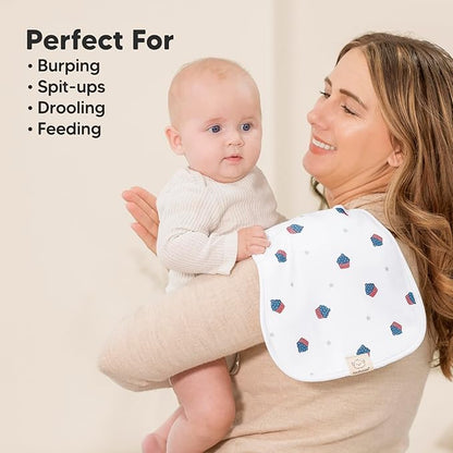 Organic Burp Cloths Baby Boy & Girl - 5-Pack Super Absorbent Cotton Burping Cloths for Babies, Soft & Plush Newborn Spit Up Rags, Infant Towels for Milk Spit Up, Unisex, Large 21" x 10" (U.S.A)