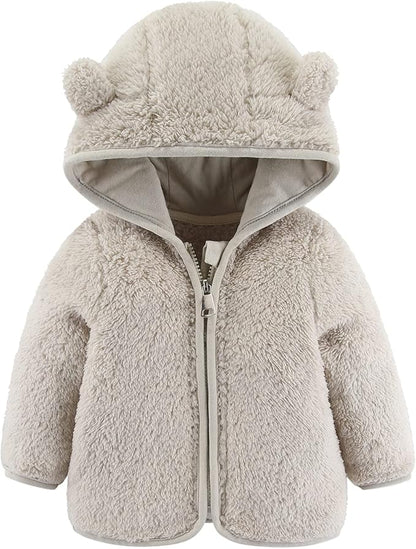 Gajaous Infant Baby Boys Girls Cartoon Fleece Jacket Hooded Coat with Ears Warm Zipper Up Outwear