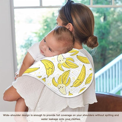 vvfelixl Muslin Burp Cloths Cute Bananas Baby Washcloths for Baby Girl Boys 2 Pack White