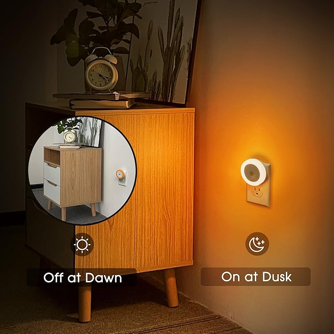 Briignite Amber Night Light Orange, LED Night Lights for Kids, 4 Pack, Plug in Night Light, Hallway Lights, Wall Light, Nightlight for Adult, 0.6W 60LM