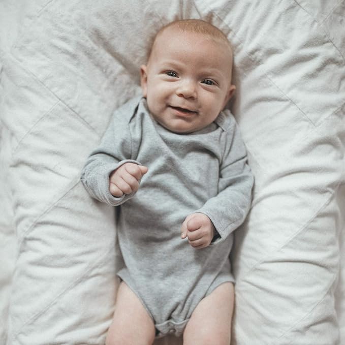 Baby Side Snap Bodysuit Set, 100% Cotton Boy Girl Unisex Kimono Onesie, 4 Pack