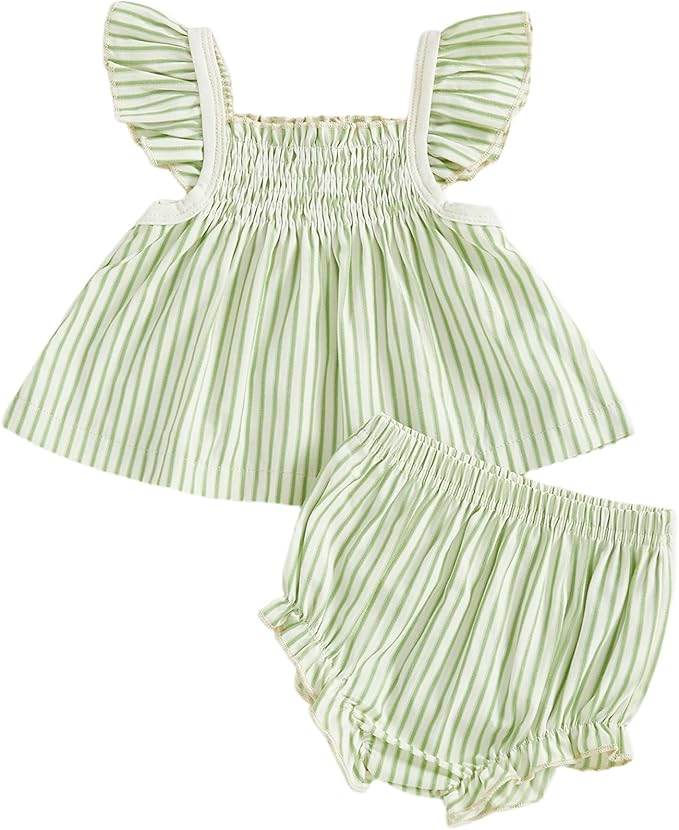 Mubineo Baby Girl Summer Clothes Cute Ruffle Tops Dress Shorts Outfits Set Infant Toddler Shrit Bloomers Princess Outfit