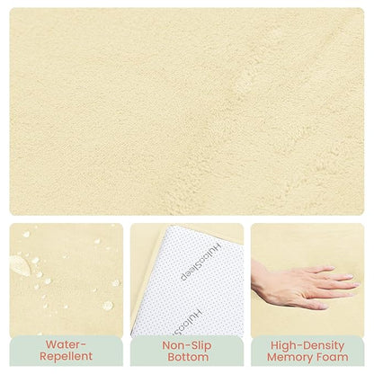 Baby Play Mat for Floor,1.3" Thick Elasti-Foam 50"×50" Playpen Mat for Tummy Time,Water Repellent Soft Coral Velvet for Toddler,Infant,Kids,Non-Slip Backing Safe for Crawling(Vanilla)