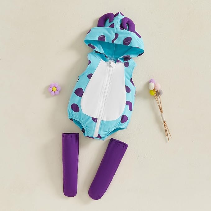 Baby Halloween Costumes Bee/Pumpkin/Ghost Costume Zipper Hooded Sleeveless Romper Stockings Infant Halloween Clothes