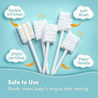 Papablic Baby Tongue Cleaner, Baby Oral Cleaner, Disposable Infant Mouth Cleaner Newborn, Upgrade Gum Cleaner with Paper Handle for Infants Ages 0-2 Years, 40 Pack