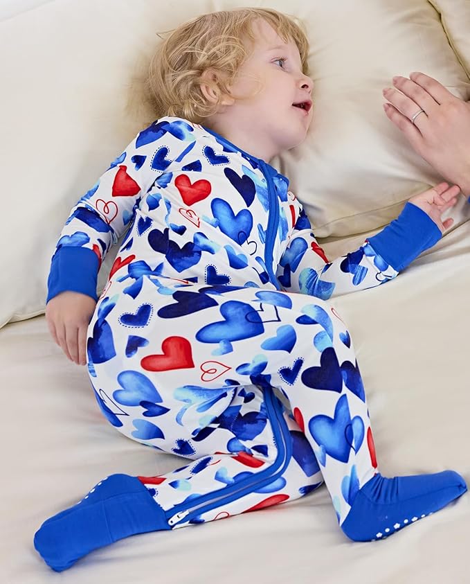 Bamboo Viscose Baby Convertible Footie Pajama, Zipper Pajamas for Baby Boys & Girls, Sleep & Play Footed Pjs