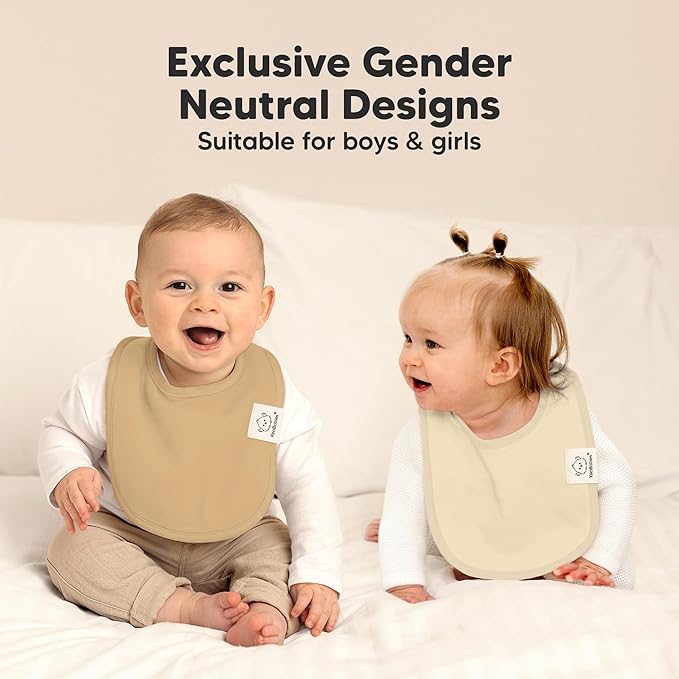 8-Pack Organic Baby Bibs for Boys, Girls - Soft Cotton Drooling and Teething Bibs for Baby Girl & Boy, Extra Absorbent, Easy to Clean & Put On for Toddler, Newborn, Infant 0-24 Months (Sahara)