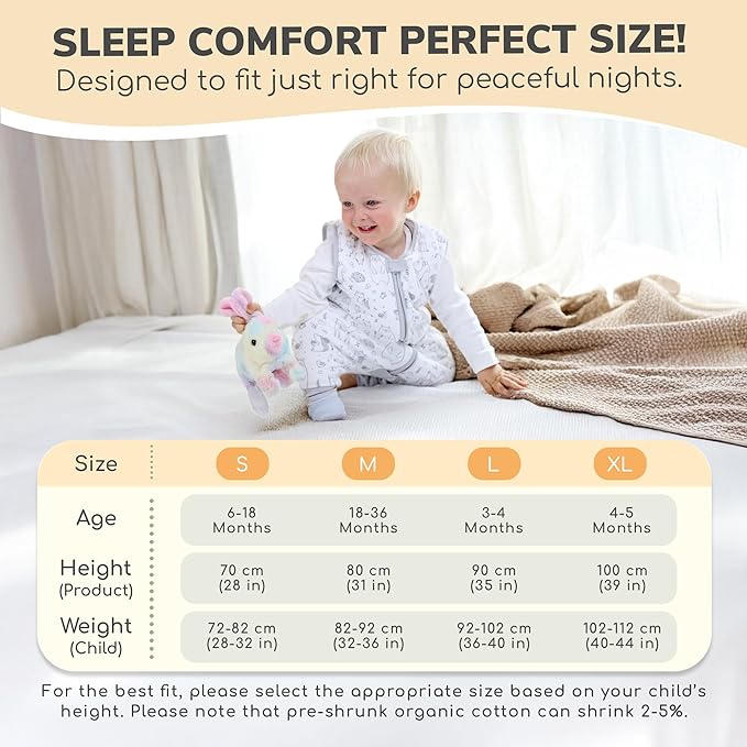 Mama Cheetah Toddler Sleep Sack with Feet 4T-5T, 1.0 TOG Organic Cotton Baby Wearable Blankets with Legs, Baby Sleeping Bag for Walkers, Early Walker X-Large