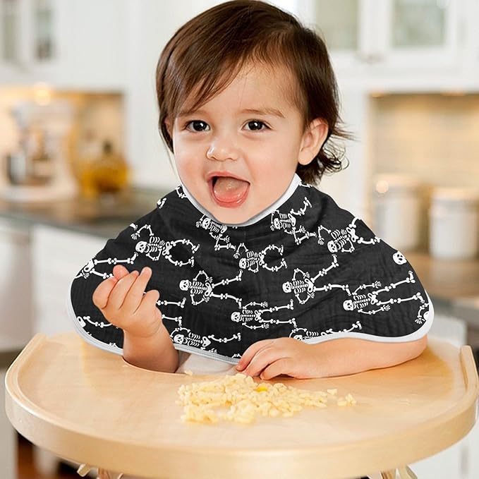 vvfelixl Baby Burp Cloths Halloween Skeletons Baby Newborn Cotton Burping Cloths Set Baby Washcloths 4 Pack