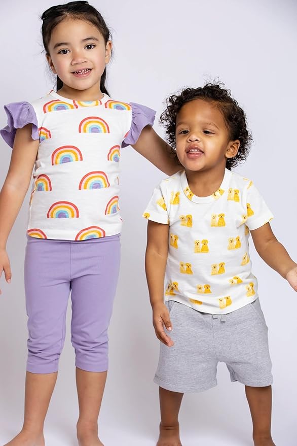 Monica + Andy Crewneck Tee, 100% Organic Cotton Clothes for Girls & Boys, Printed T-Shirt Sizes for Kids, Toddler & Baby