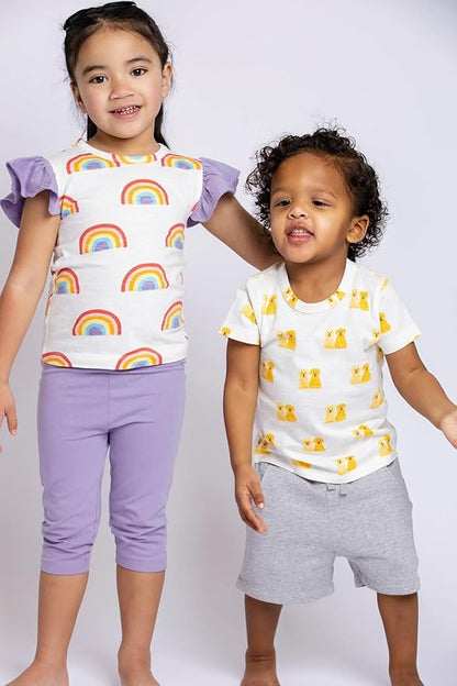 Monica + Andy Crewneck Tee, 100% Organic Cotton Clothes for Girls & Boys, Printed T-Shirt Sizes for Kids, Toddler & Baby