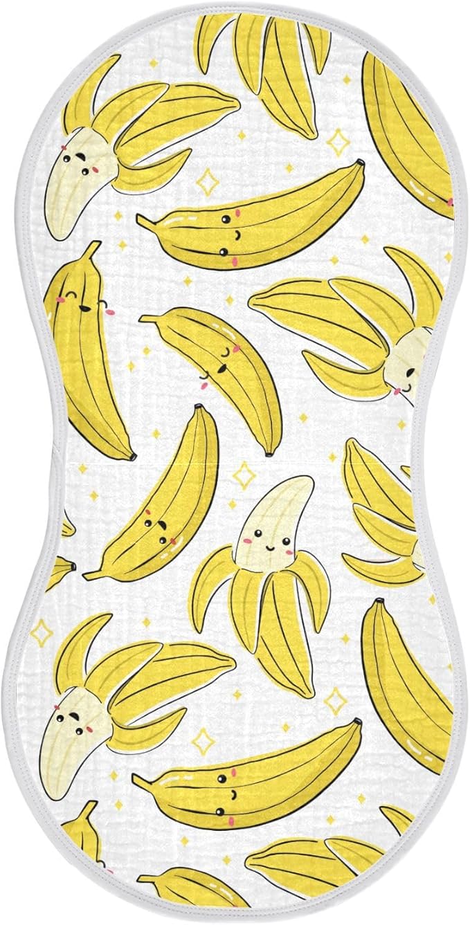 vvfelixl Muslin Burp Cloths Cute Bananas Baby Washcloths for Baby Girl Boys 2 Pack White
