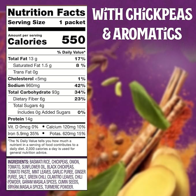 Patak’s Delhi Spiced Rice - Fragrant Basmati Rice w/Chickpeas, Onion & Tomato - Kosher, Vegan Microwavable Meal Ready in 90 Seconds - Ready To Eat Rice For Quick Lunch Or Dinner - 10.05oz (Pack of 6)