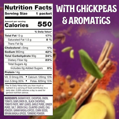 Patak’s Delhi Spiced Rice - Fragrant Basmati Rice w/Chickpeas, Onion & Tomato - Kosher, Vegan Microwavable Meal Ready in 90 Seconds - Ready To Eat Rice For Quick Lunch Or Dinner - 10.05oz (Pack of 6)