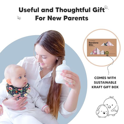 KeaBabies 10-Pack Organic Baby Bandana Bibs for Girls - Super Absorbent Triangle Baby Bibs for Drooling and Teething Infant, 100% Cotton Extra Soft for Newborn, Infant 0-36 Months (Tea Party)