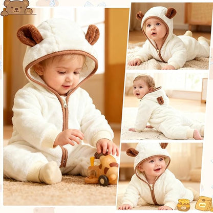 Fairy Baby Newborn Baby Bear Outfit Suit Thin Fleece Jumpsuit Romper Hooded Winter Clothes Snowsuit Coat Infant Girls Boys