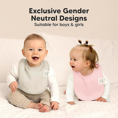 8-Pack Organic Baby Bibs for Boys, Girls - Soft Cotton Drooling and Teething Bibs for Baby Girl & Boy, Extra Absorbent, Easy to Clean & Put On for Toddler, Newborn, Infant 0-24 Months(Dew)