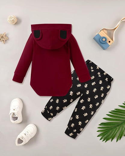 Baby Clothes Boy Newborn Outfits Animal Print Long Sleeve Romper and Pants 2PCS Fall Winter Infant Clothing Set