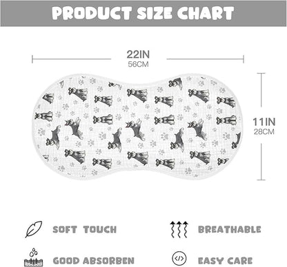 4 Pack Muslin Burp Cloths Miniature Dogs White Cotton Baby Burp Cloths Extra Absorbent and Soft Burping Cloth for Newborn Must Haves 22x11 Inch