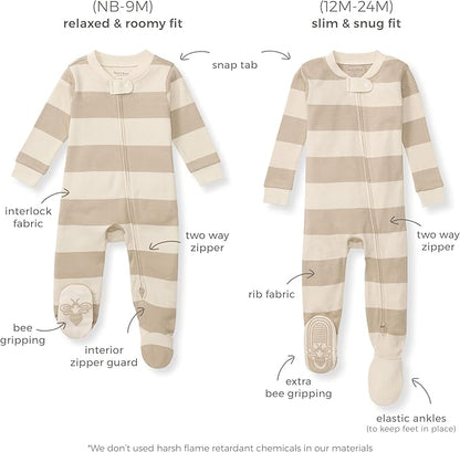 Burt's Bees Baby baby-boys Sleeper Pjs, 100% Organic Cotton, One-piece Footie, Zip Up Jumpsuit, Snug Fit Pajamas