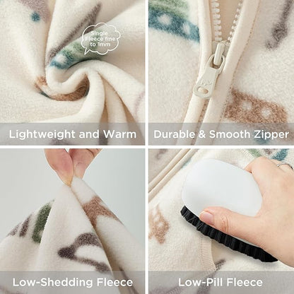 DAVE&BELLA Toddler Printed Polar Fleece Jacket, Zip Up Lightweight Outerwear for Kids Boys Girls Fall Spring Coat 2-9 Years