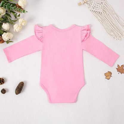 LYSMuch Baby Girls Ruffle Long Sleeve Bodysuit Infant Solid Color Top Jumpsuit Clothes