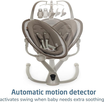 Maxi-COSI Cassia Smart Baby Swing for Infants, Portable Foldable Swing with Music, 360 Rotation, 5 Speeds, 12 Melodies, EcoCare Fabric, Auto Motion Sensor, 2 Reclines, Truffle