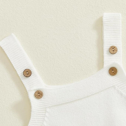 Infant My First Valentines Baby Girl Outfit Newborn Button Heart Embroidery Knit Romper Bubble Bodysuit One Piece